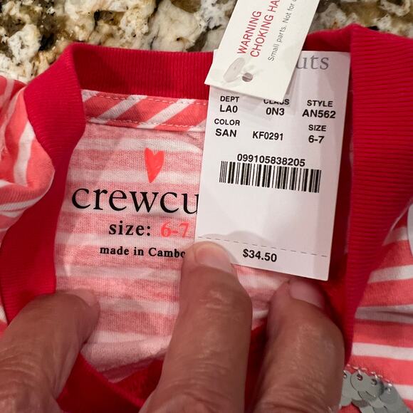 NWT J. Crew Girls' Pink, Red & White W/Flippable Sequin Anchor T-Shirt - Picture 8 of 12